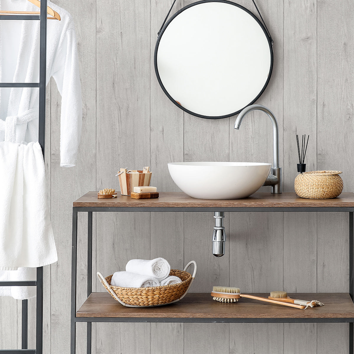 Тапет Лято ламперия дърво сиво