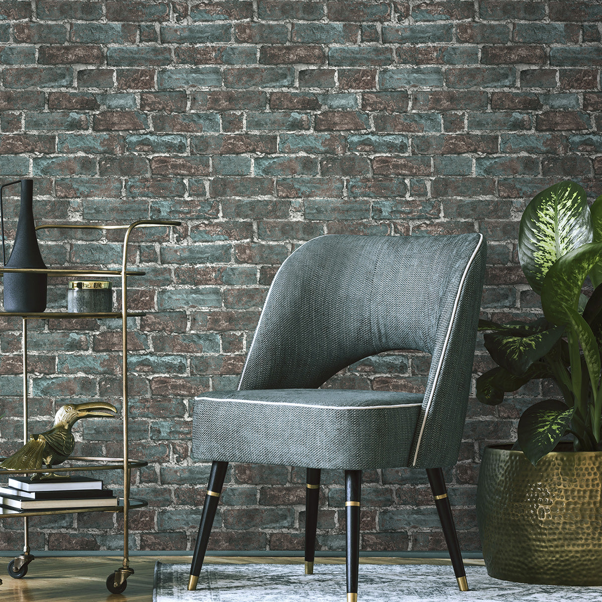 Тапет Лято винтидж тухли кафяво