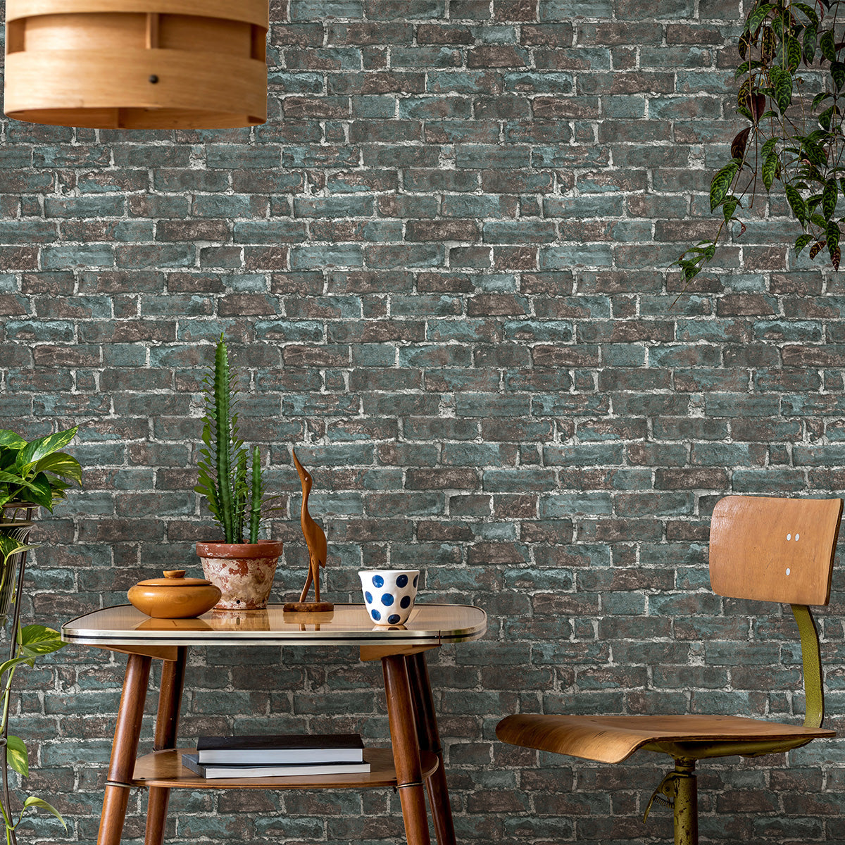 Тапет Лято винтидж тухли кафяво