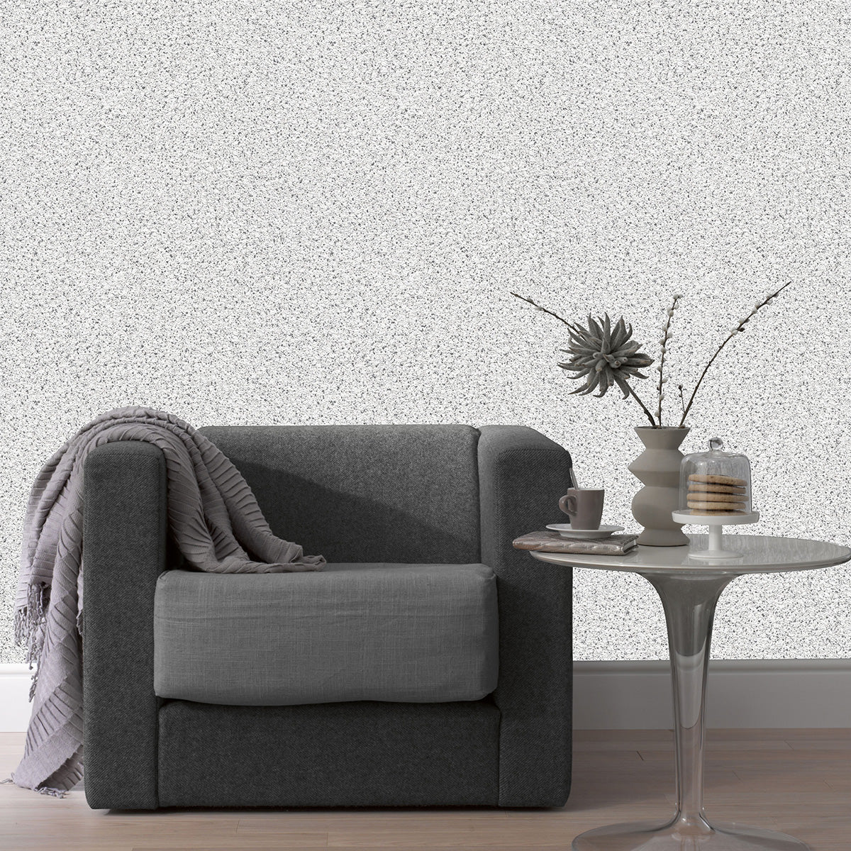 Тапет Пролет пръскана мазилка сиво