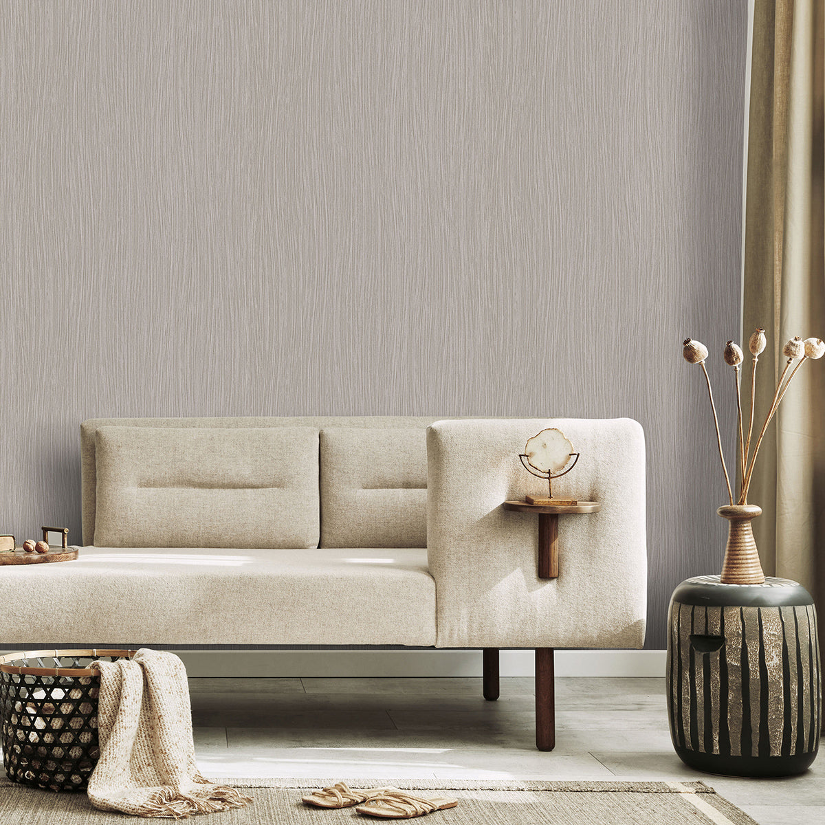 Тапет Пролет намачкан плат таупе