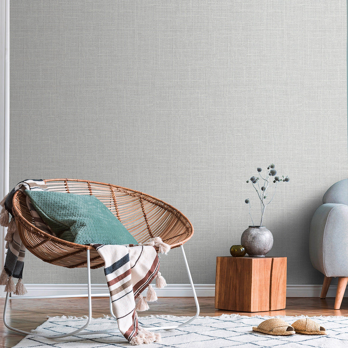 Тапет Лято плат сиво брокат