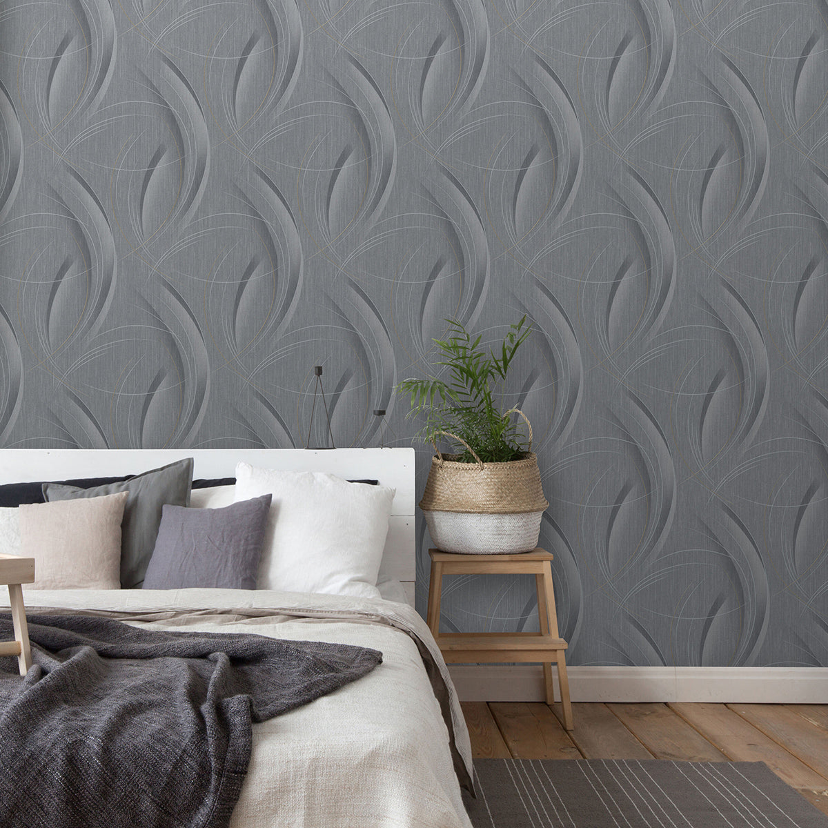 ТАПЕТ ПРОЛЕТ 3D СПИРАЛИ ТЪМНО СИВО