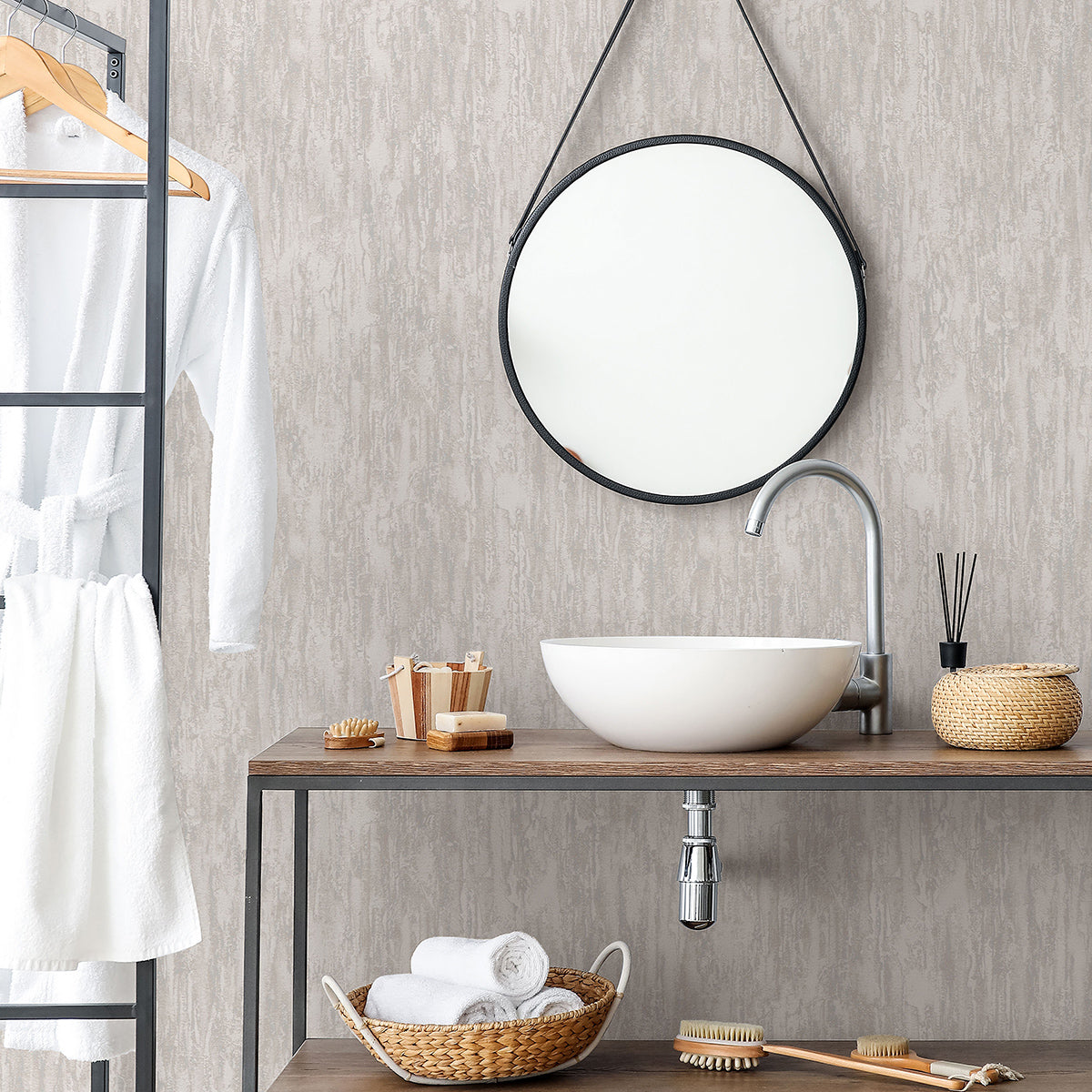 Тапет Лято мазилка беж-сиво