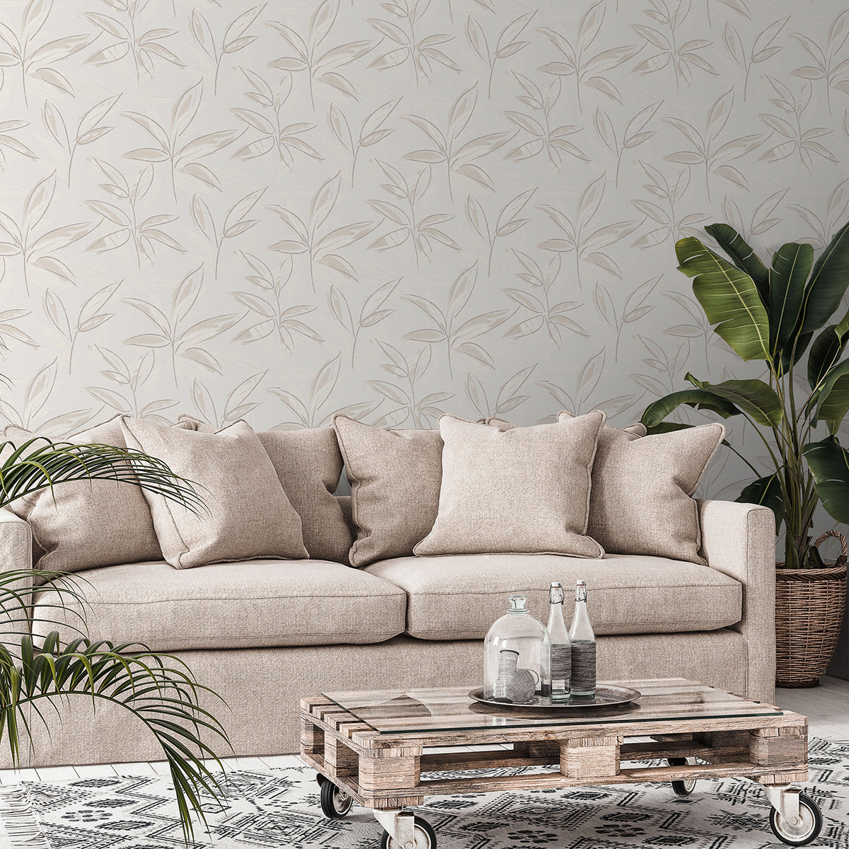 Тапет Лято кафяви клонки беж