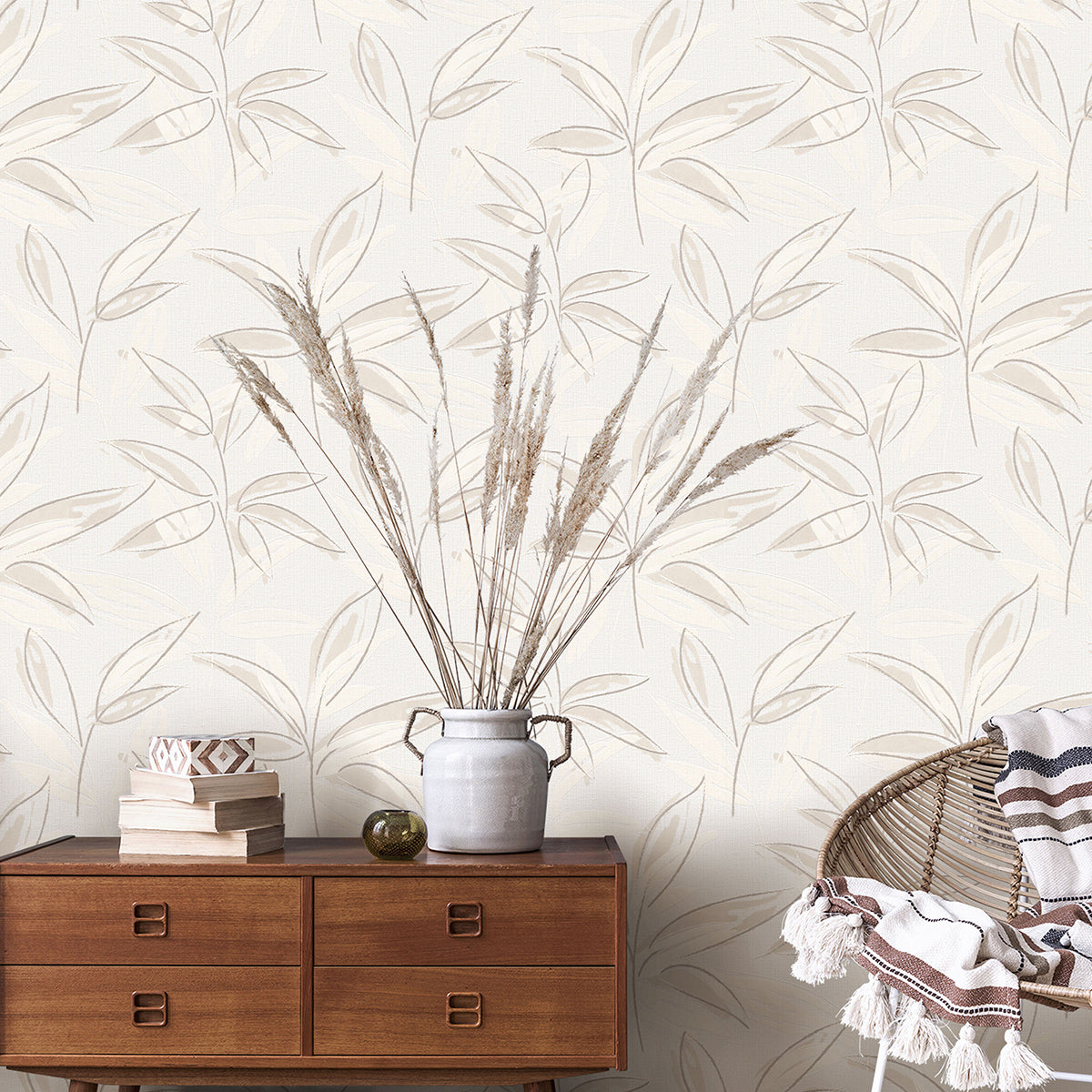 Тапет Лято кафяви клонки беж