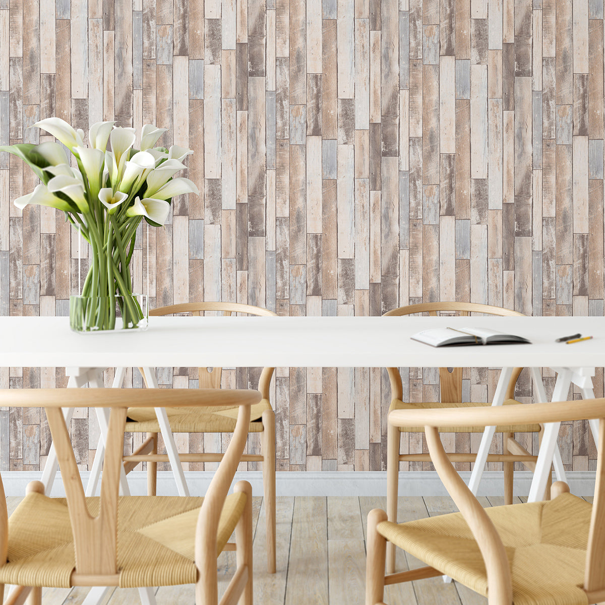 Тапет Лято малки дъски беж