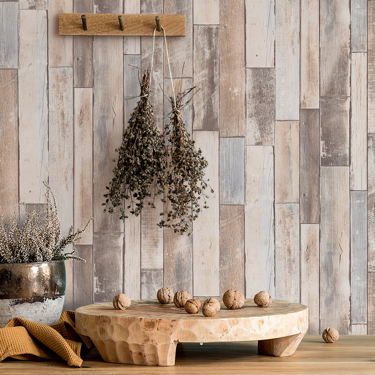 Тапет Лято малки дъски беж