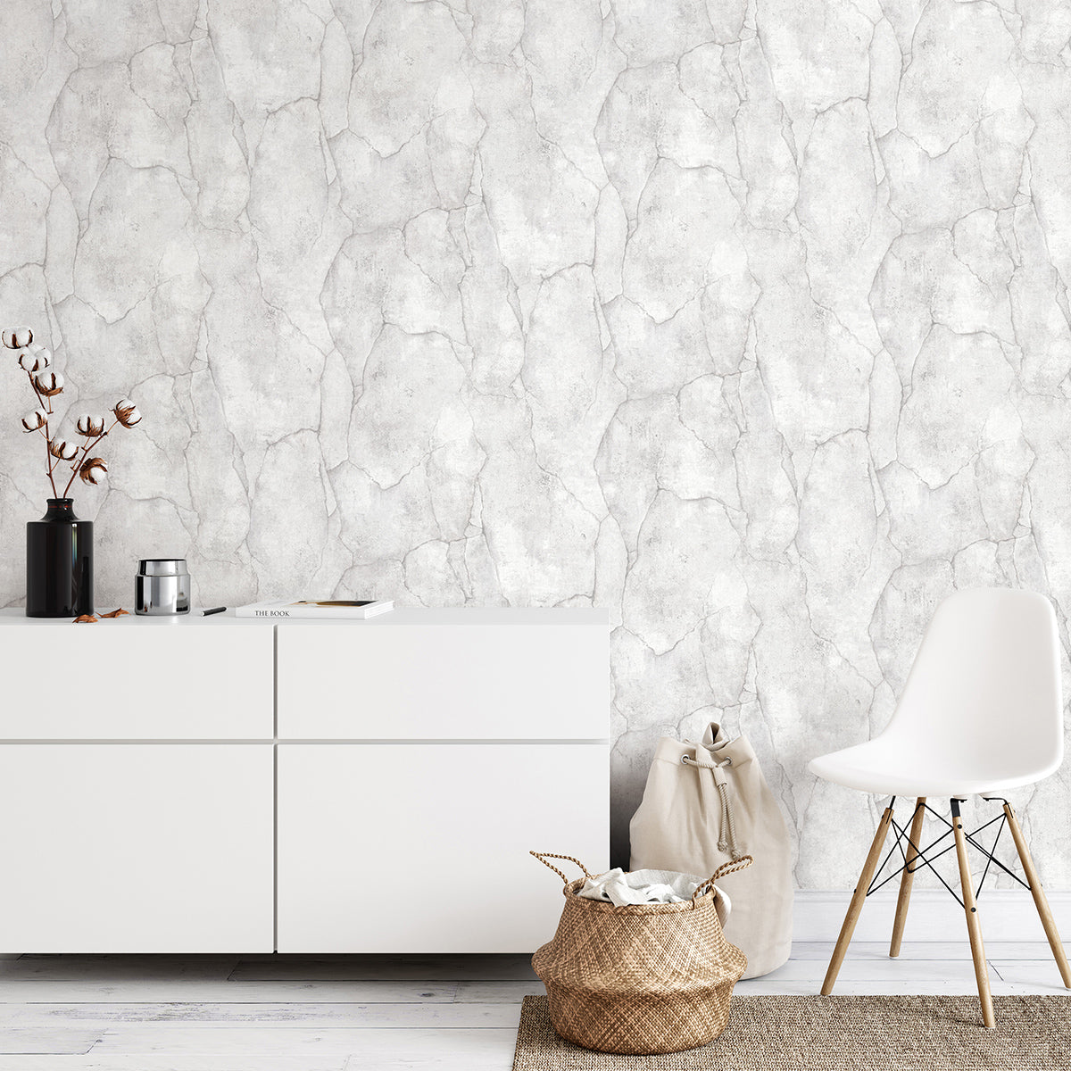 Тапет Лято напукан бетон светлосив