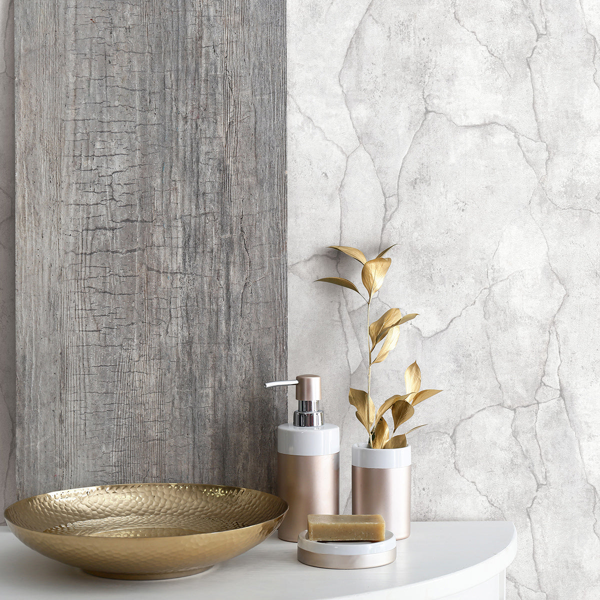 Тапет Лято напукан бетон светлосив