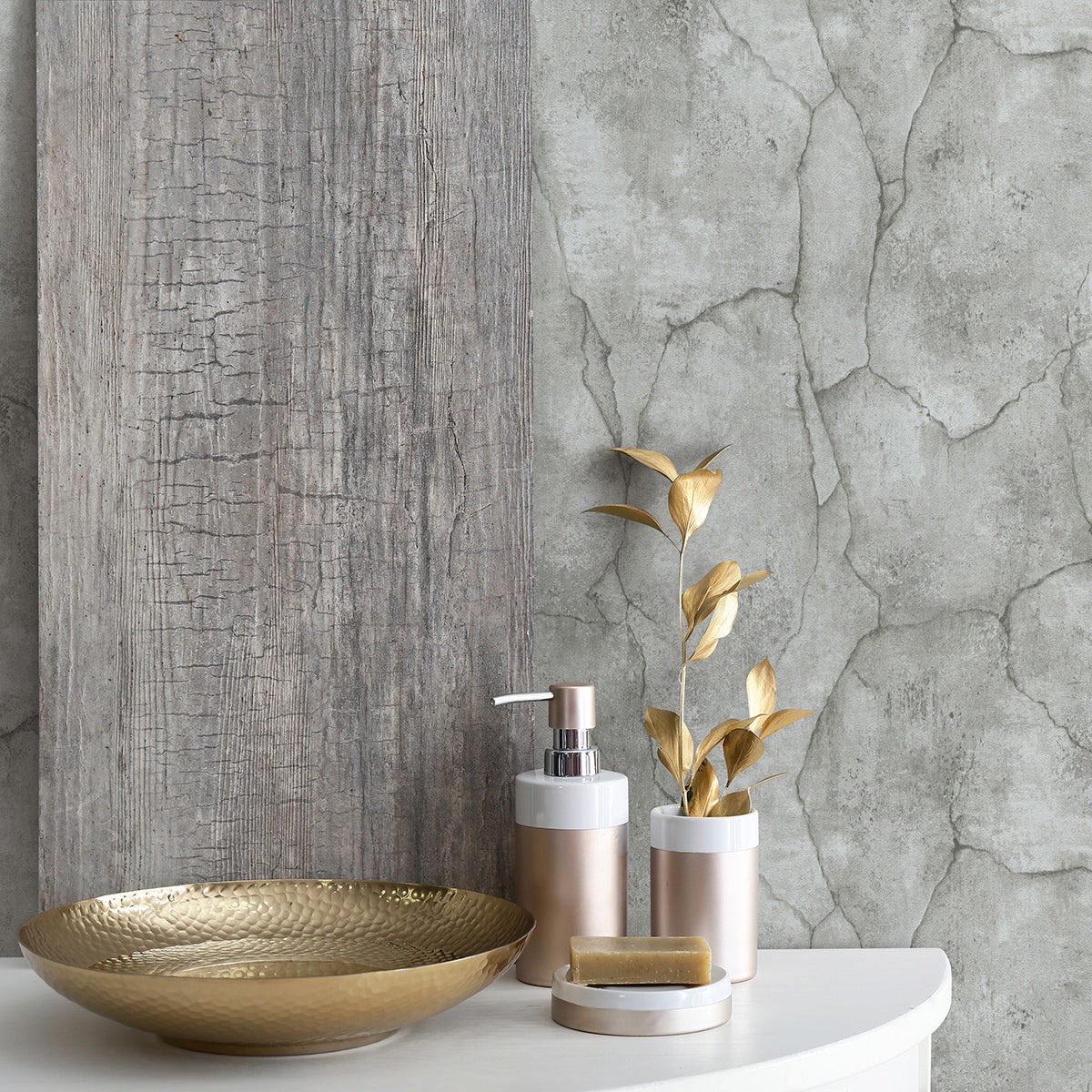 Тапет Лято напукан бетон тъмносив