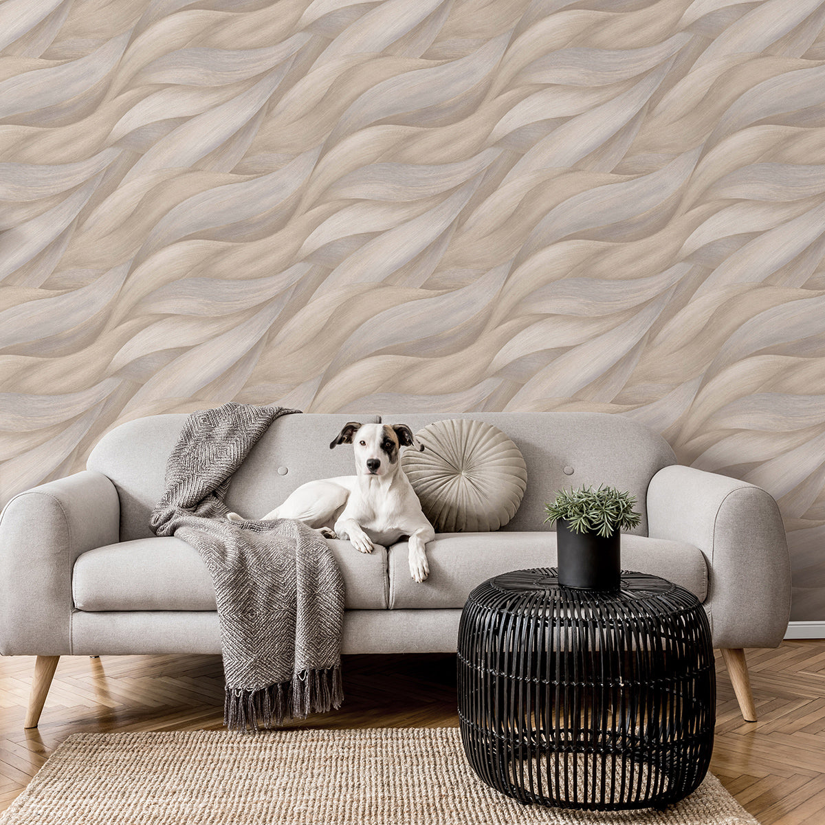 ТАПЕТ ПРОЛЕТ 3D ВЪЛНИ БЕЖ