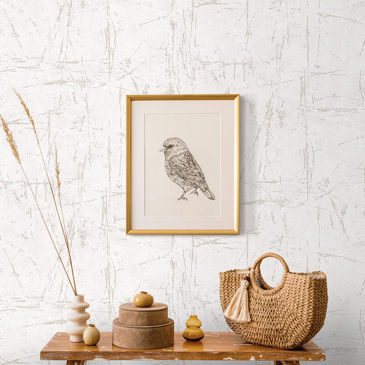 Тапет Пролет беж мазилка златно