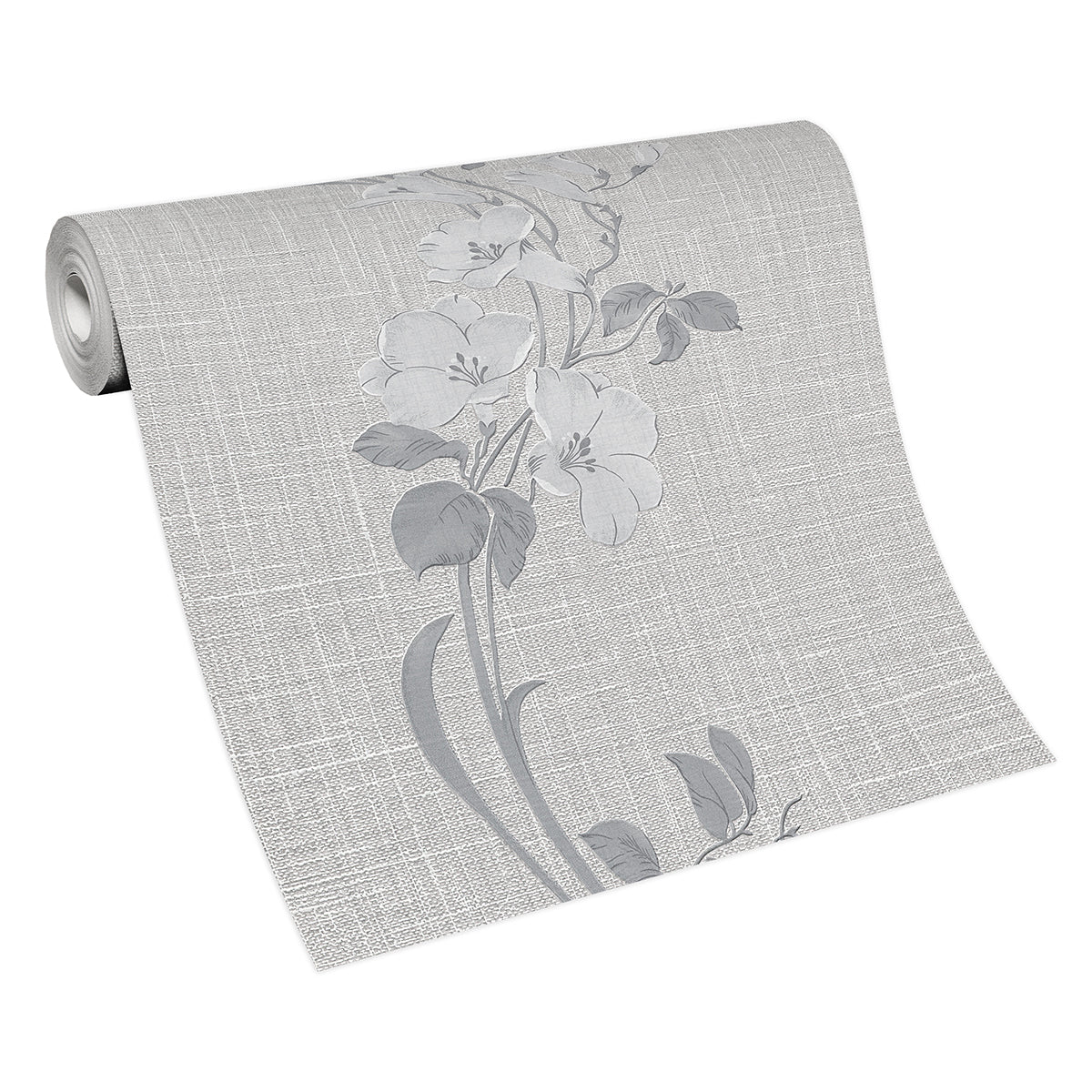 Тапет Пролет цветя текстил сиво - Флорален мотив на текстилен фон в сив цвят, подходящ за всяка стая.