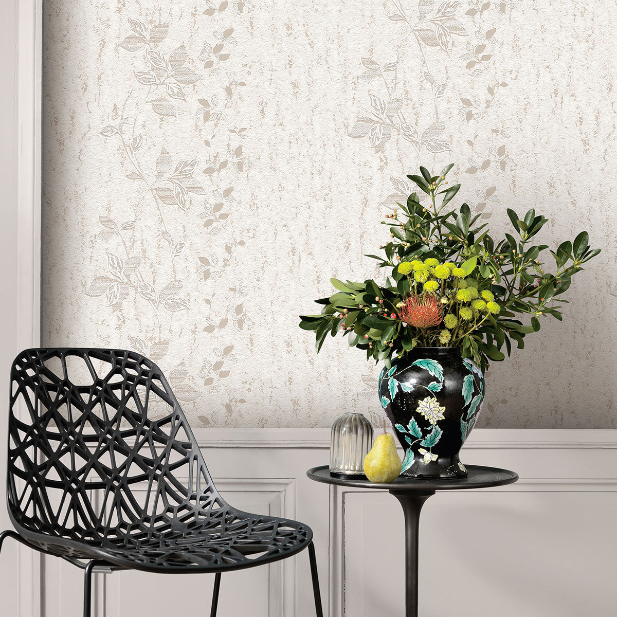 Тапет Пролет цветя мазилка беж