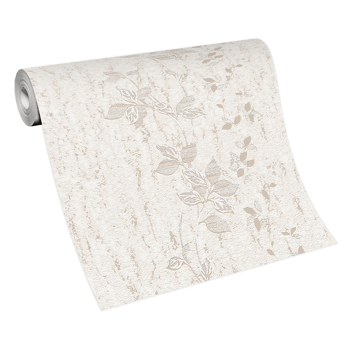 Тапет с флорален мотив в вертикален дизайн, с фон, наподобяващ структурата на мазилка, идеален за комбиниране с едноцветен тапет