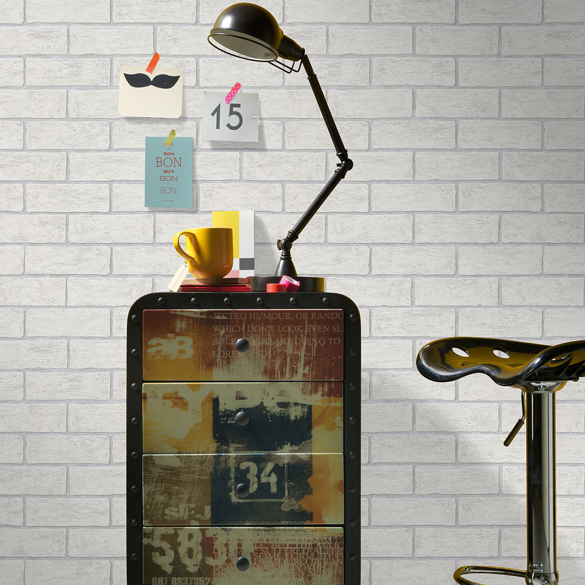 Тапет Пролет бели тухли сиво