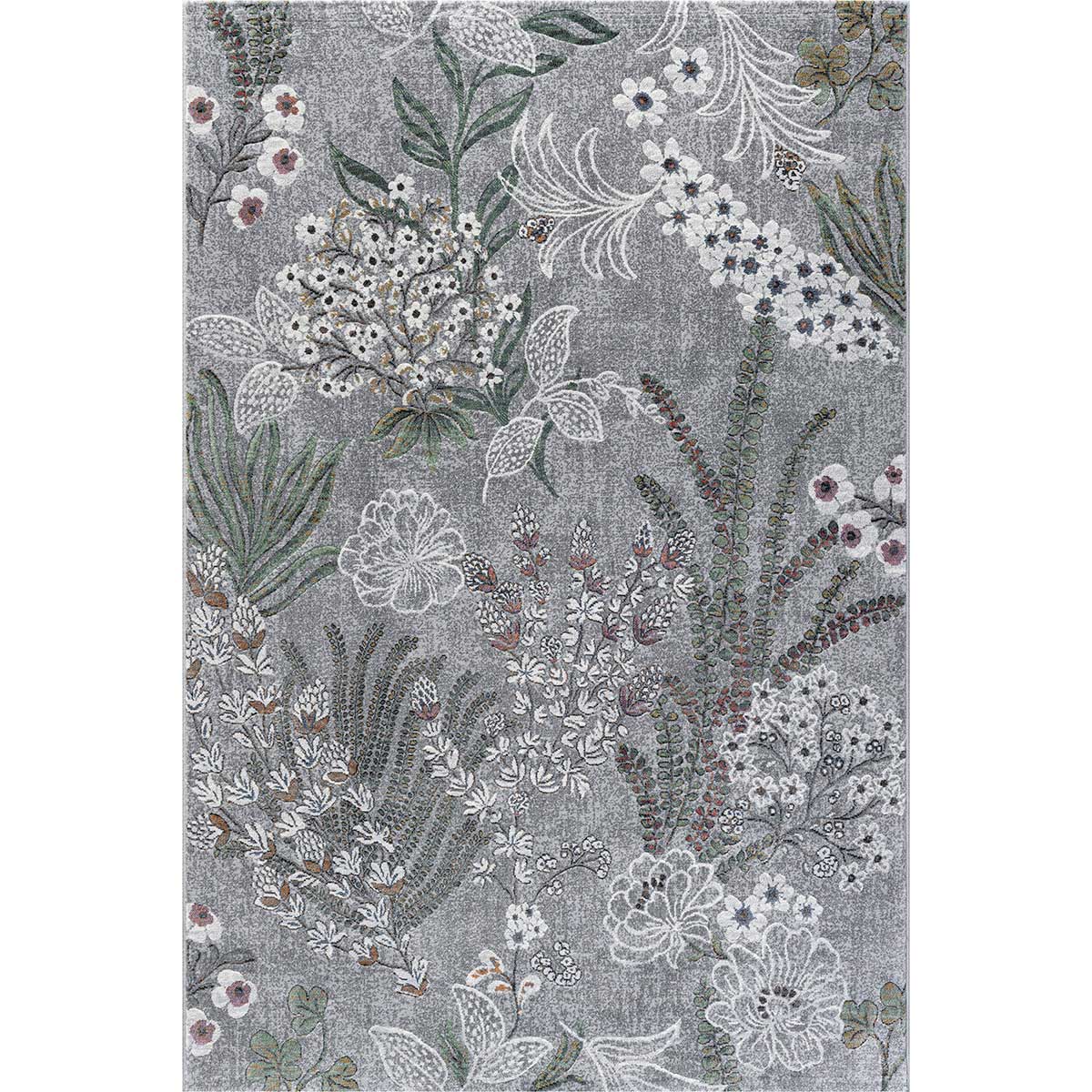 Килим Argentum - диви цветя сиво