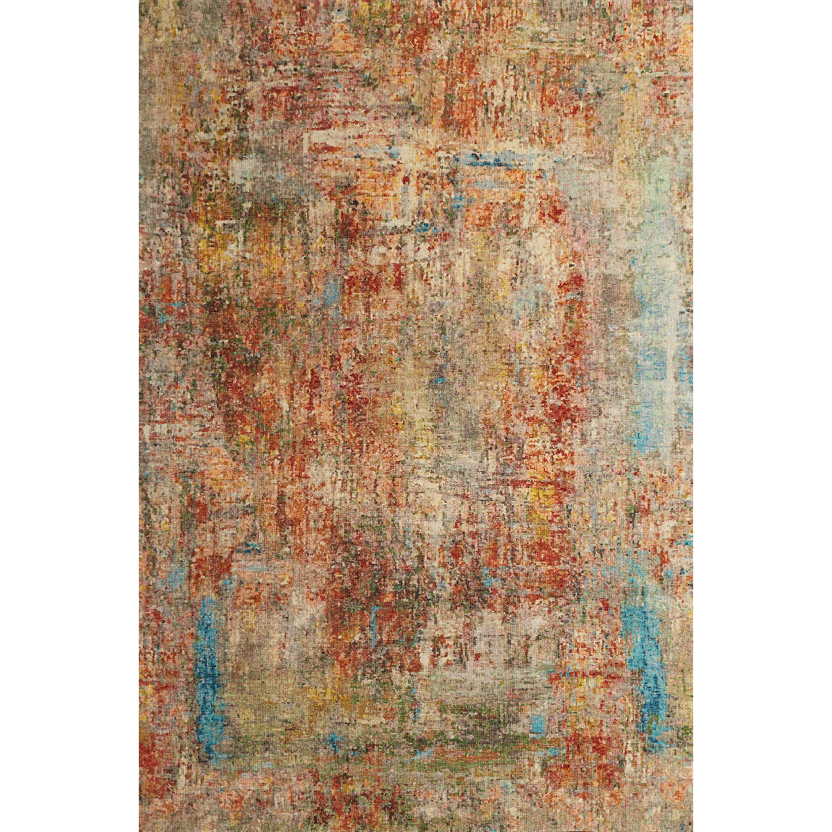 Пътека шенил Валенсия акварел оранжево-синьо anti-slip