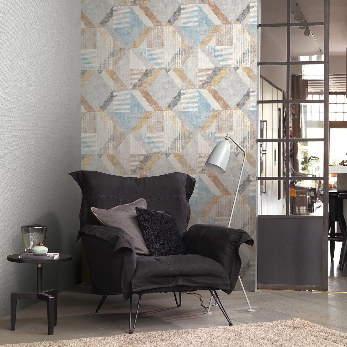 ТАПЕТ НАСТРОЕНИЕ ГЕОМЕТРИЯ СИНЬО БЕЖ