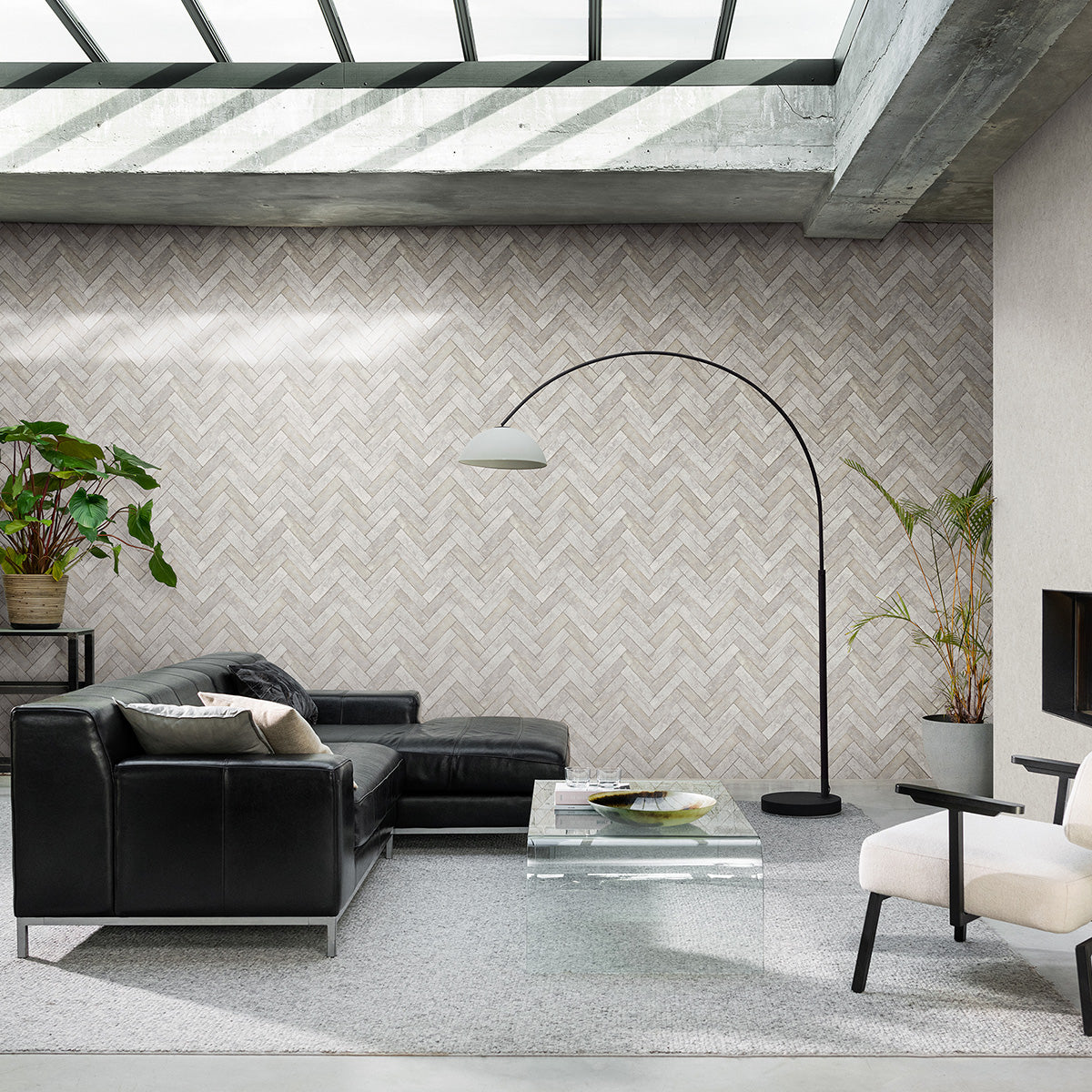 ТАПЕТ НАСТРОЕНИЕ ПЛОЧКИ ЗИГЗАГ СИВО