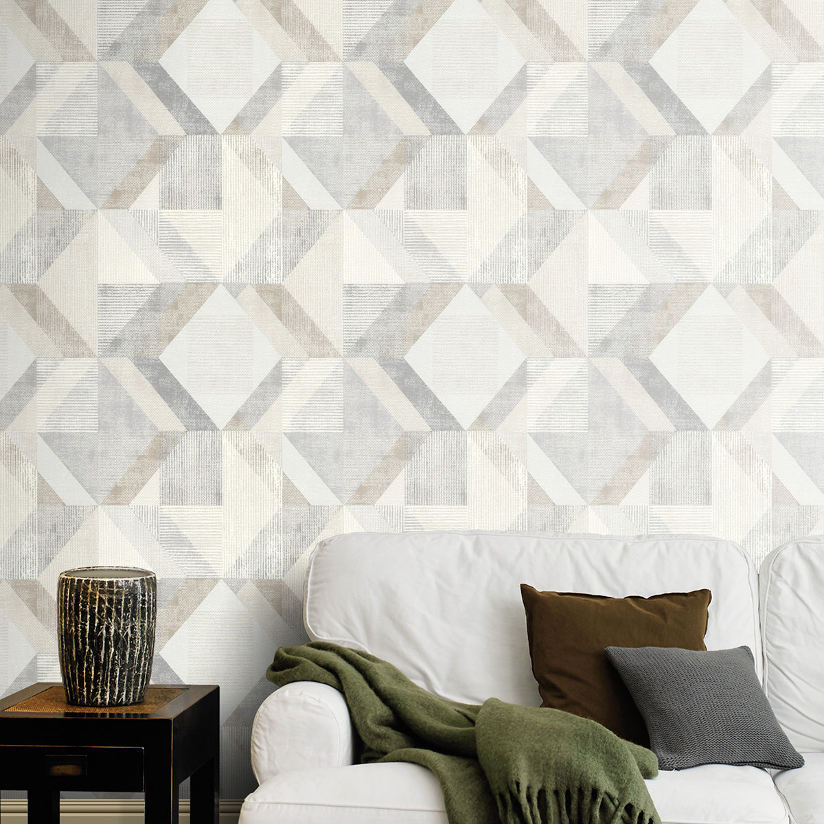 ТАПЕТ НАСТРОЕНИЕ ГЕОМЕТРИЯ СИВО КРЕМ