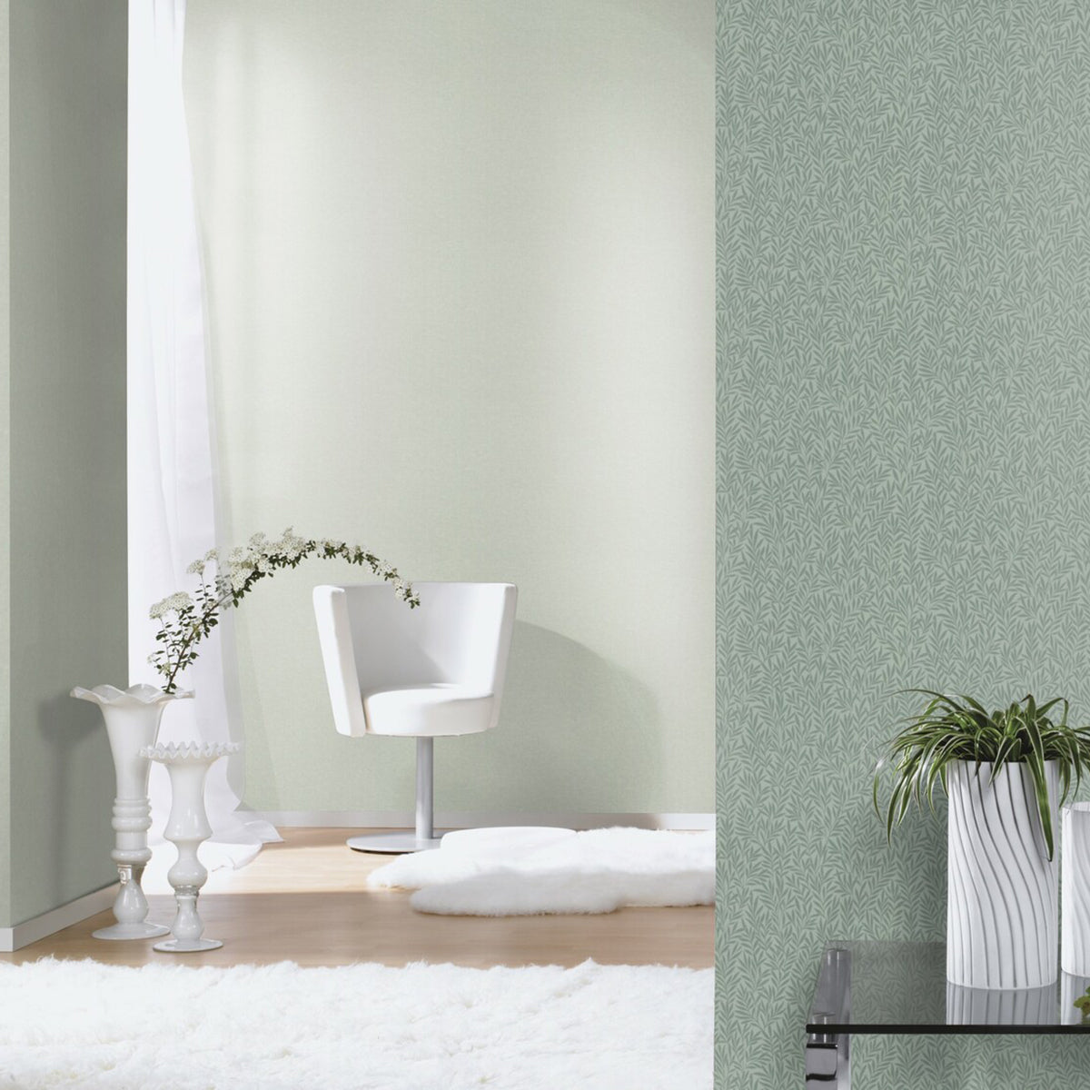 ТАПЕТ НАСТРОЕНИЕ АКВАРЕЛ СИВОЗЕЛЕНО