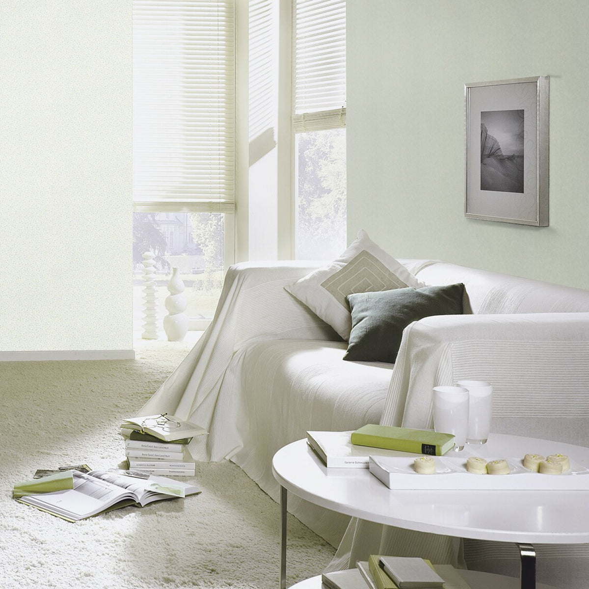 ТАПЕТ НАСТРОЕНИЕ АКВАРЕЛ СИВОЗЕЛЕНО