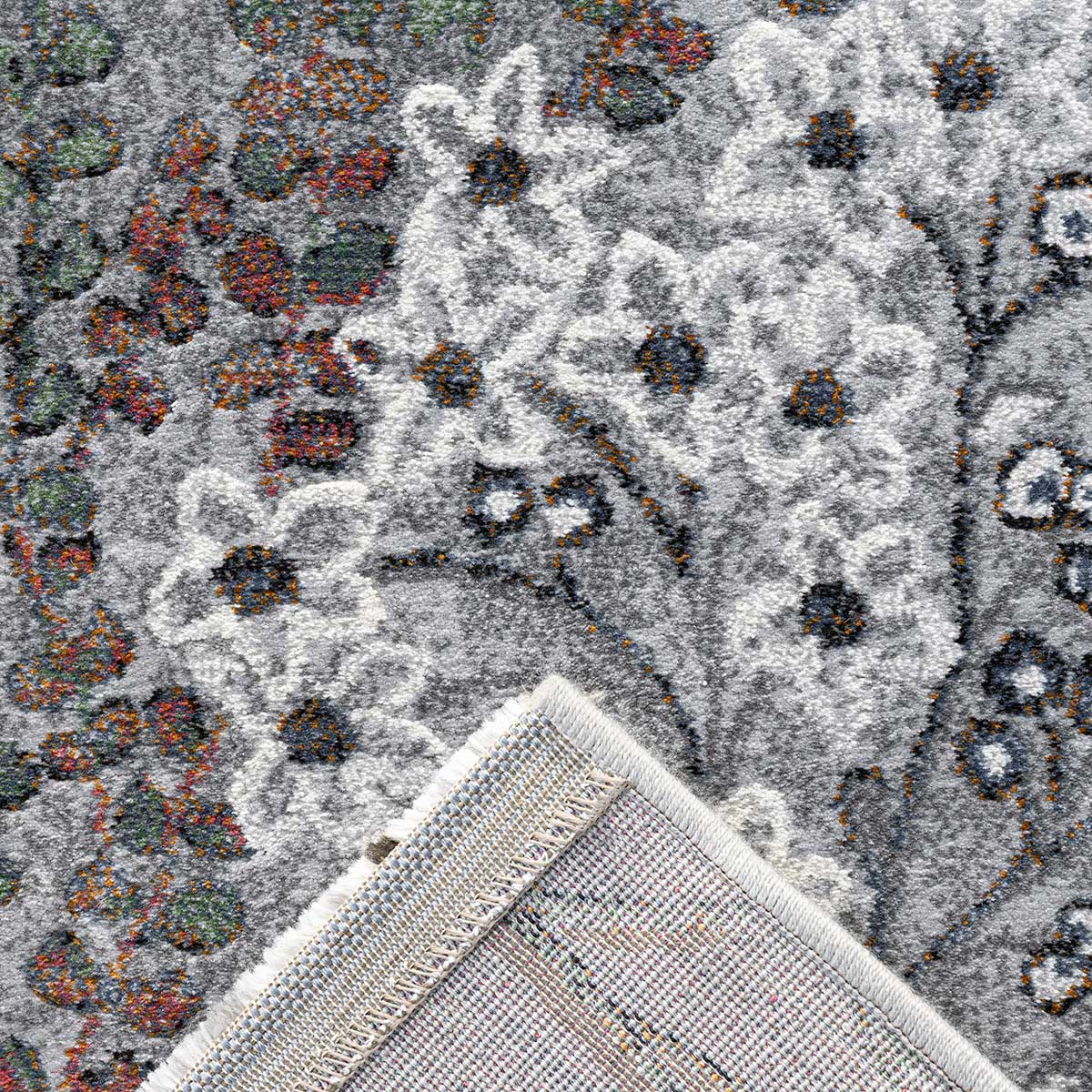 Килим Argentum - диви цветя сиво