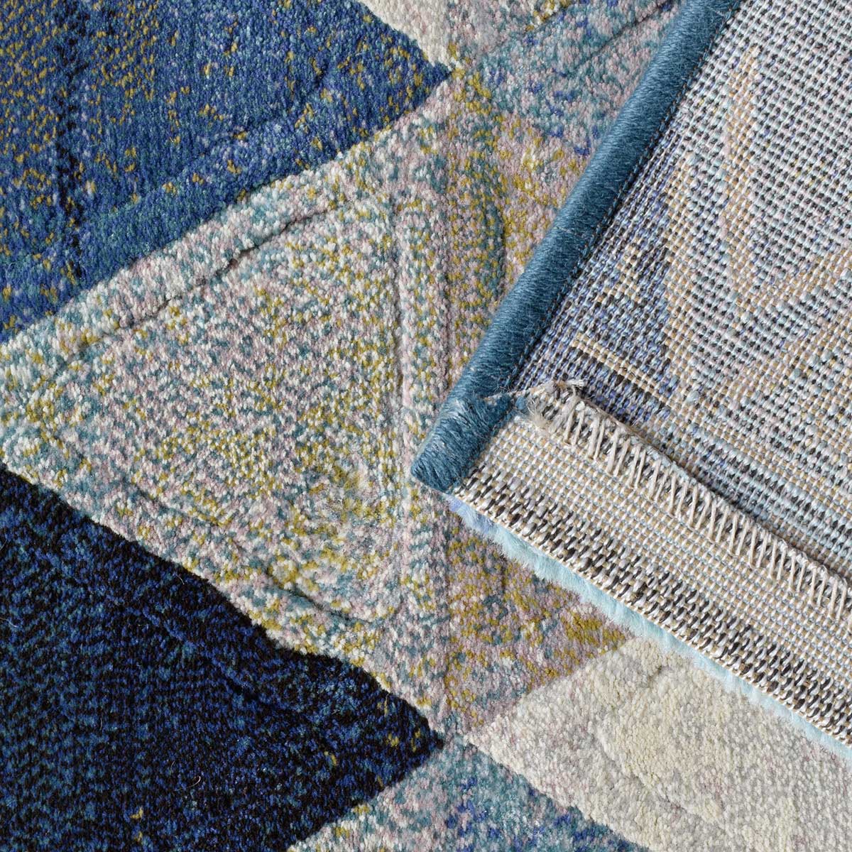 Килим Argentum - триъгълници синьо - беж