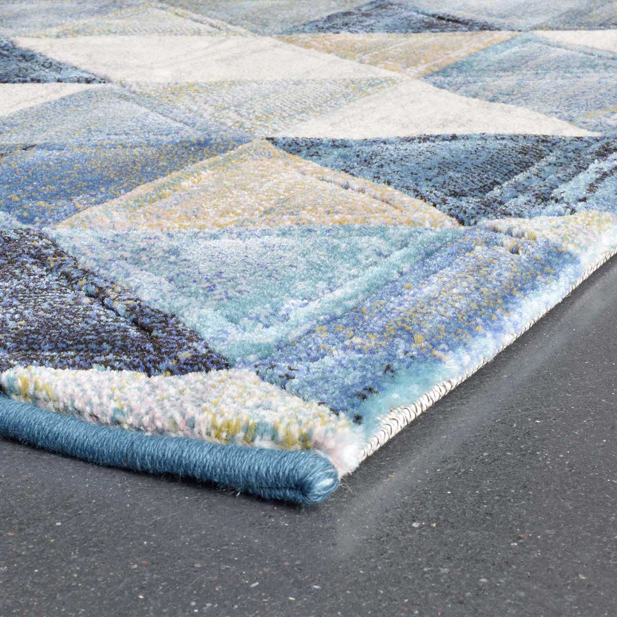 Килим Argentum - триъгълници синьо - беж