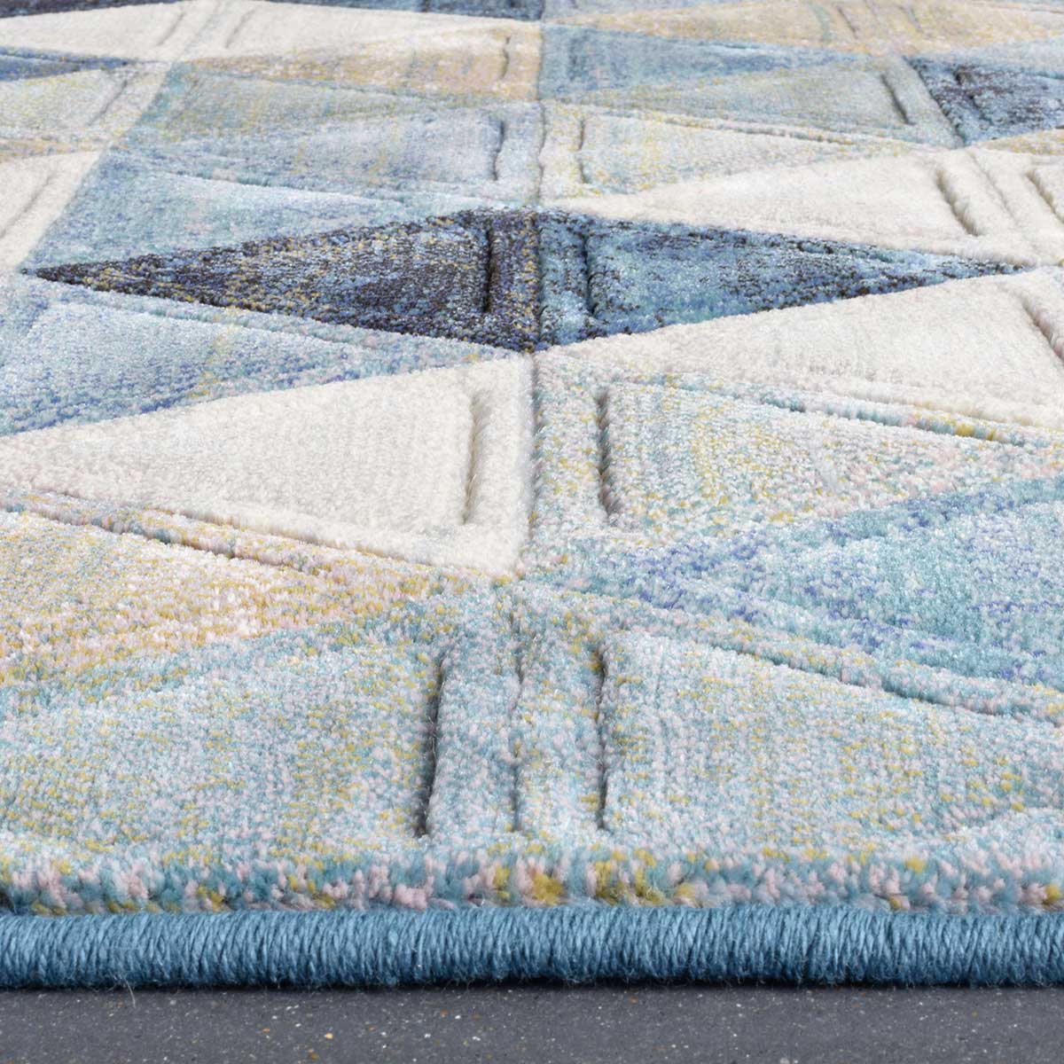 Килим Argentum - триъгълници синьо - беж