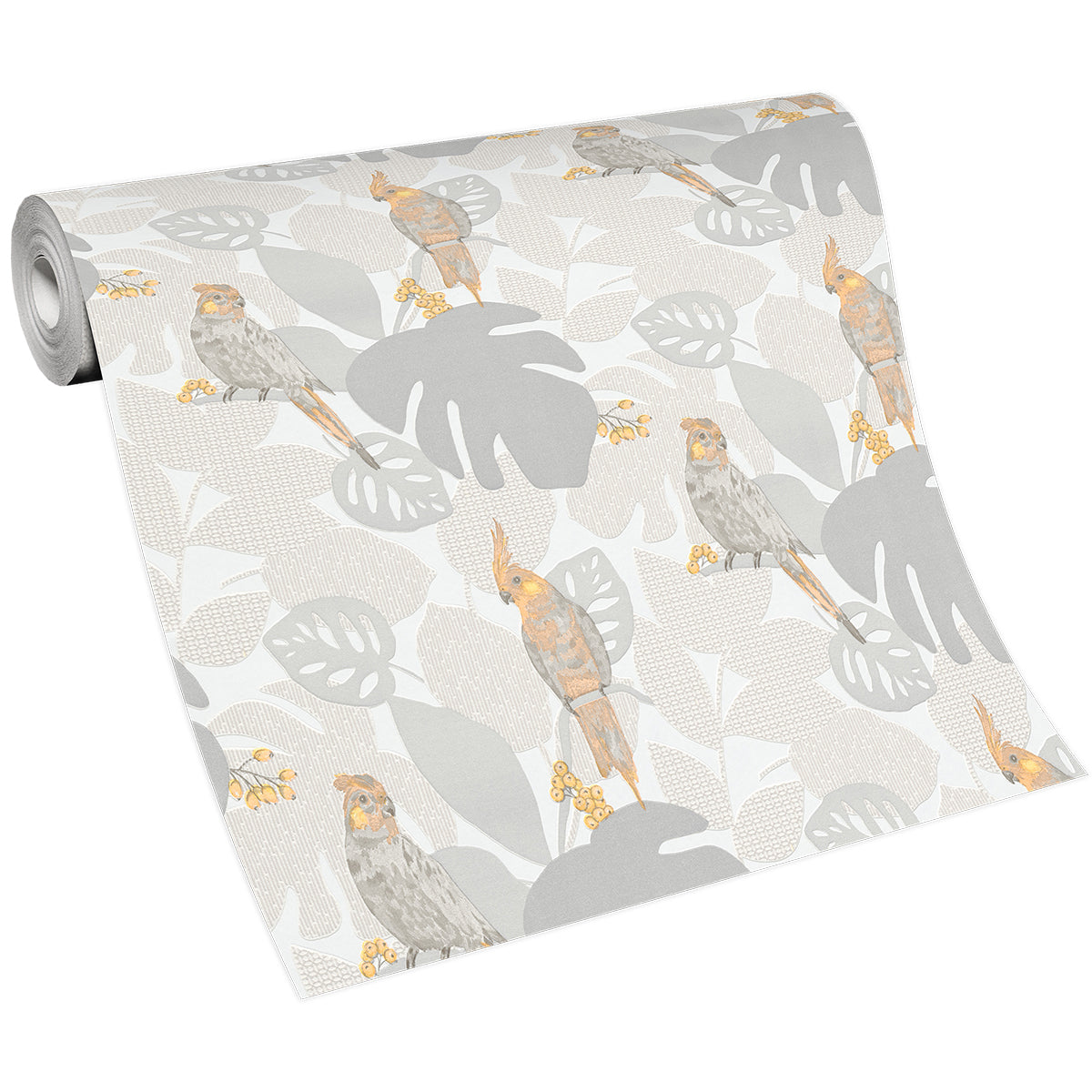 Тапет Лято оранжеви папагали сиво-беж